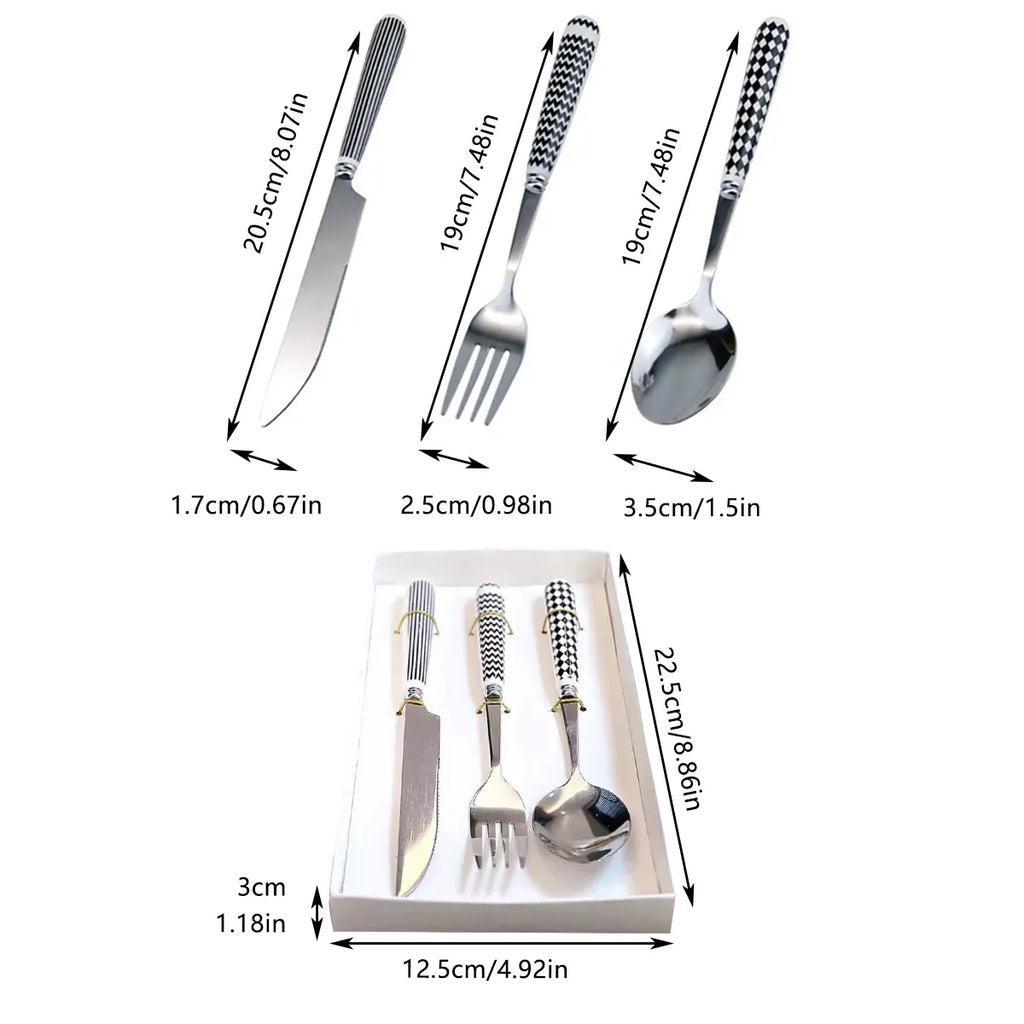 Ceramic Handle Stainless Steel Cutlery Set, 3 Pieces, Gift Box