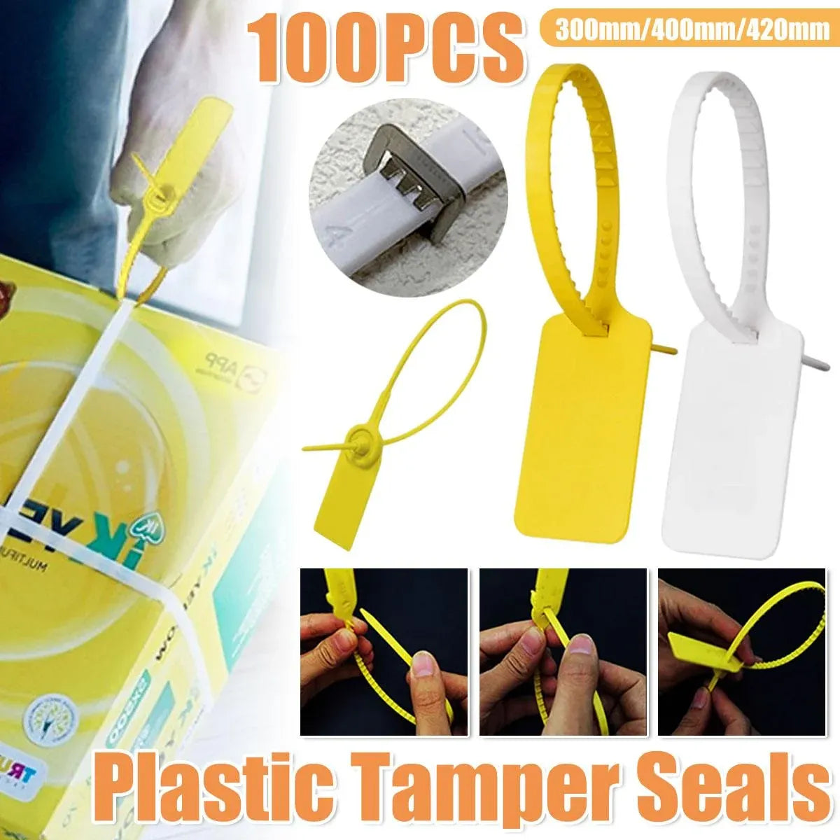 100PCS Plastic Seal Security Tags Plastic Label Tabs Ties for