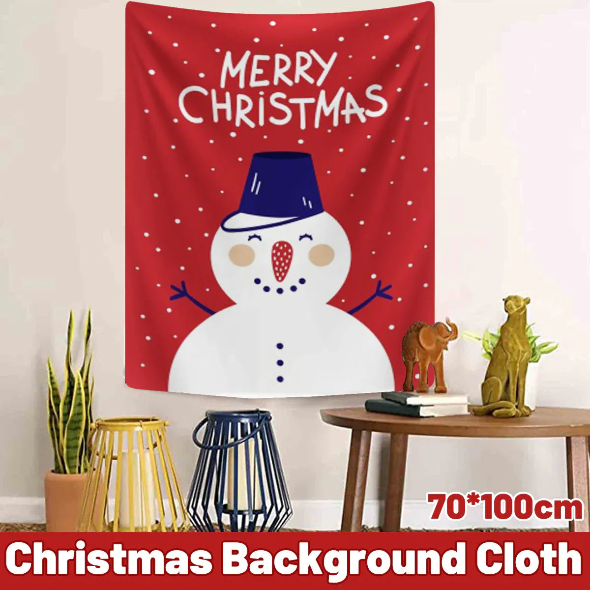 Merry Christmas Snowman Wall Hanging, 100 x 70 cm