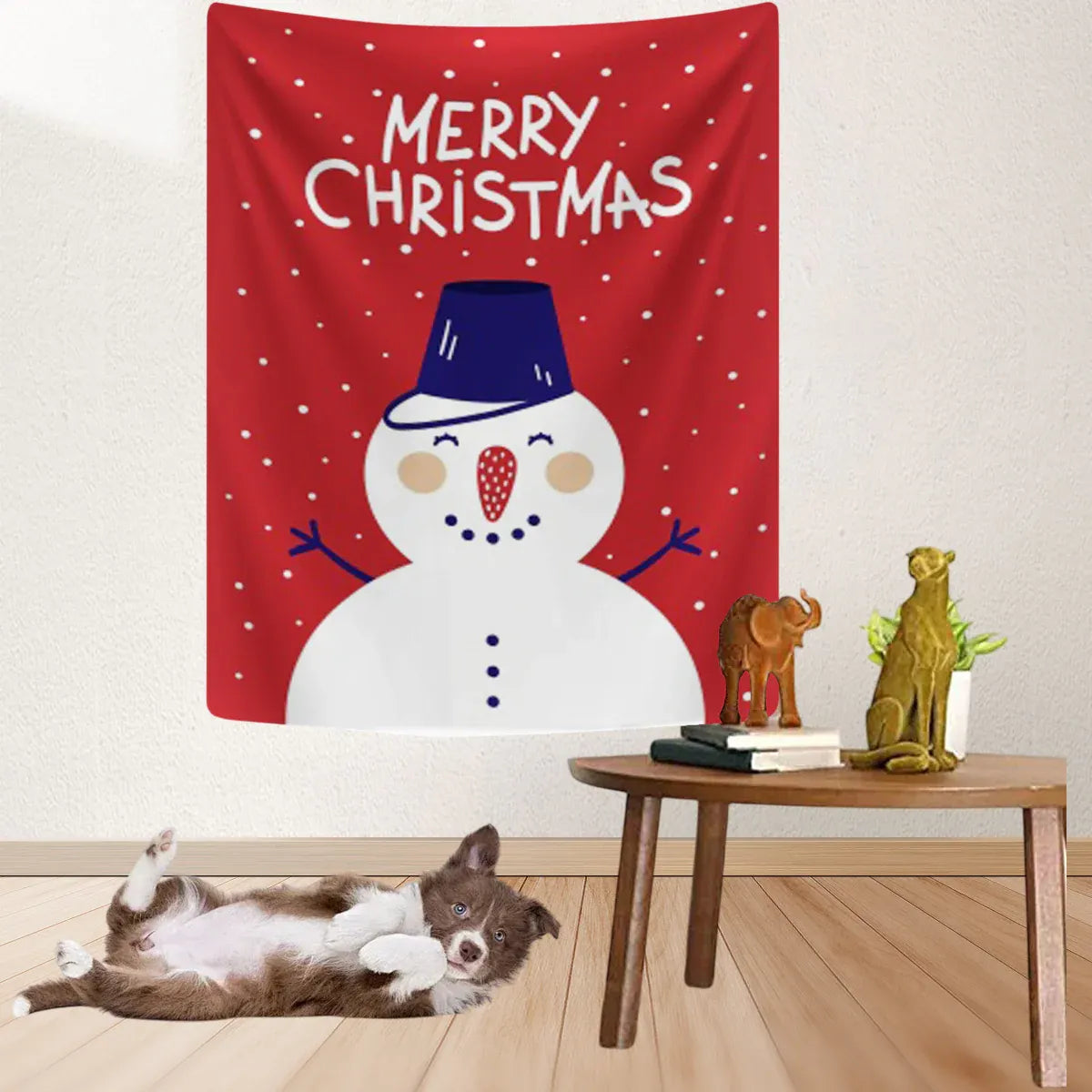 Merry Christmas Snowman Wall Hanging, 100 x 70 cm