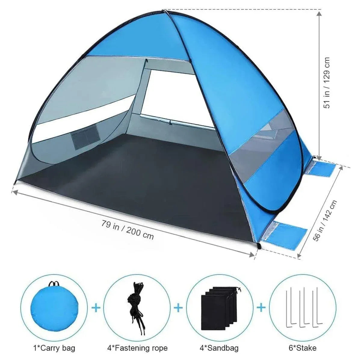 Automatic Pop Up Beach Tent UV Protection Portable Sunshade