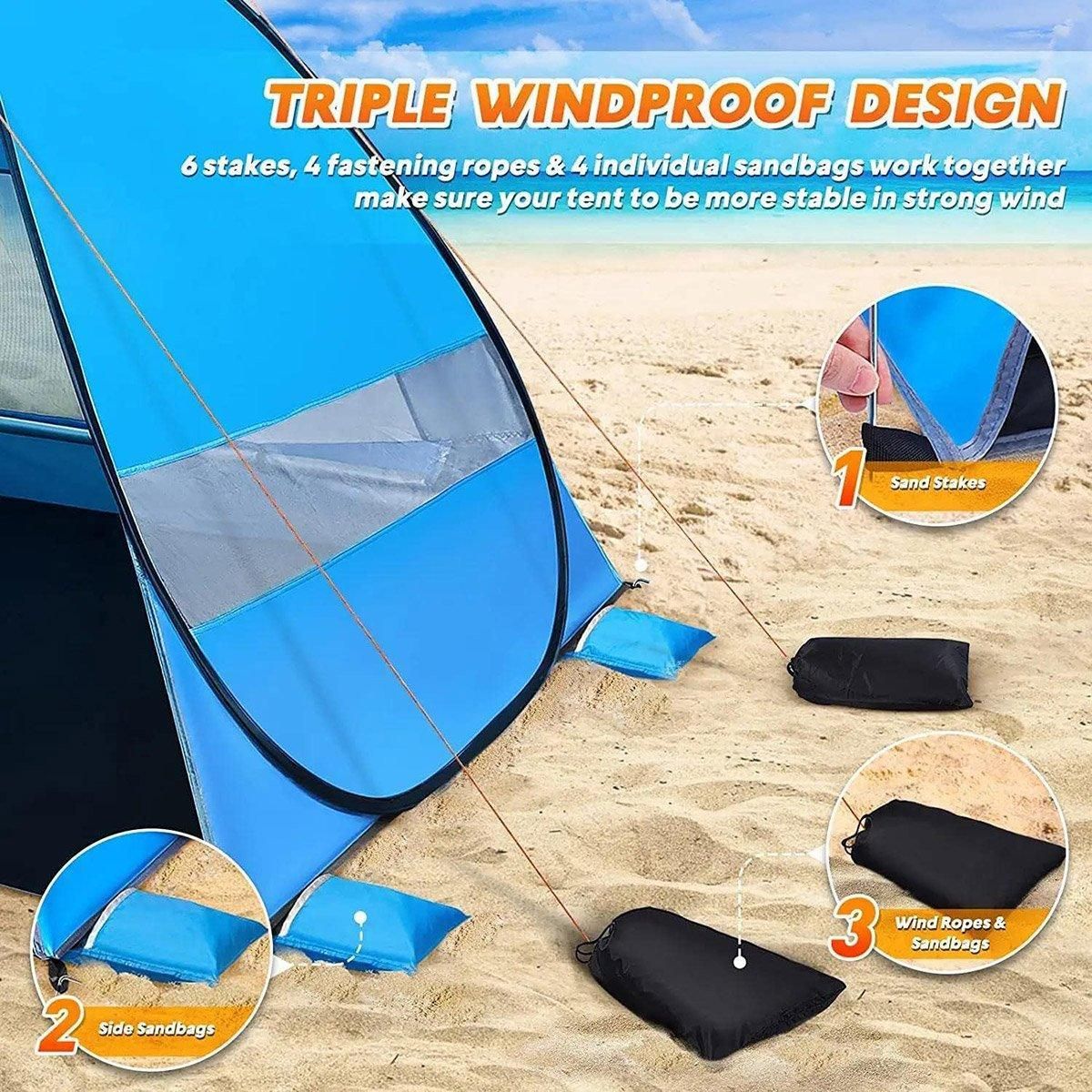 Automatic Pop Up Beach Tent UV Protection Portable Sunshade