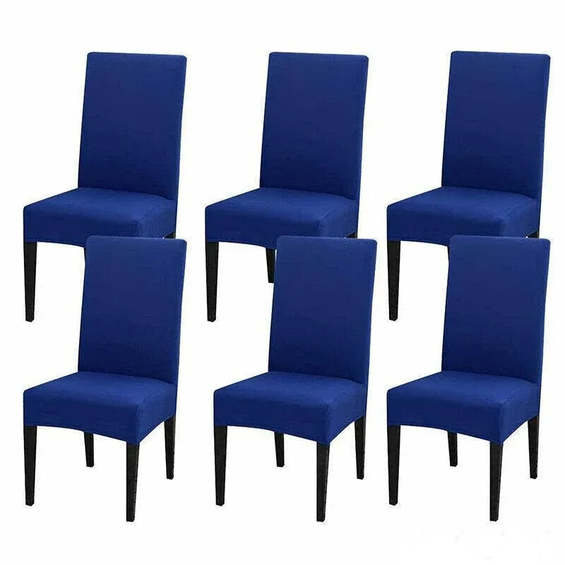 Stretch Spandex Chair Covers, Set of 6, Lake Blue