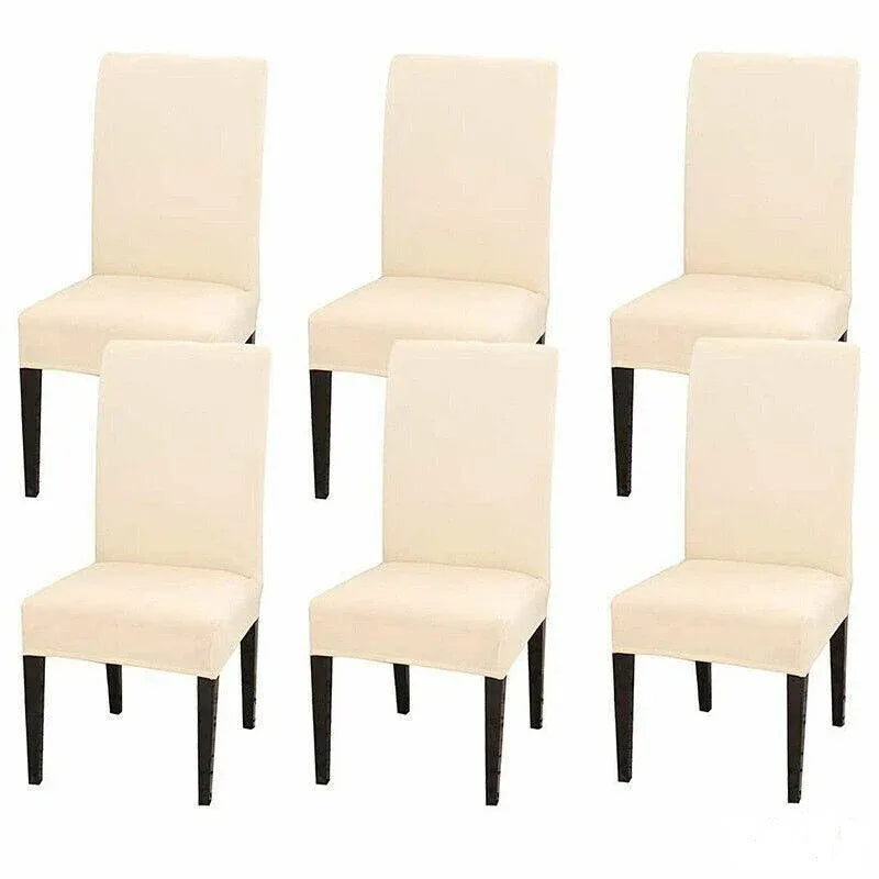 Stretch Spandex Chair Covers, Set of 6, Beige