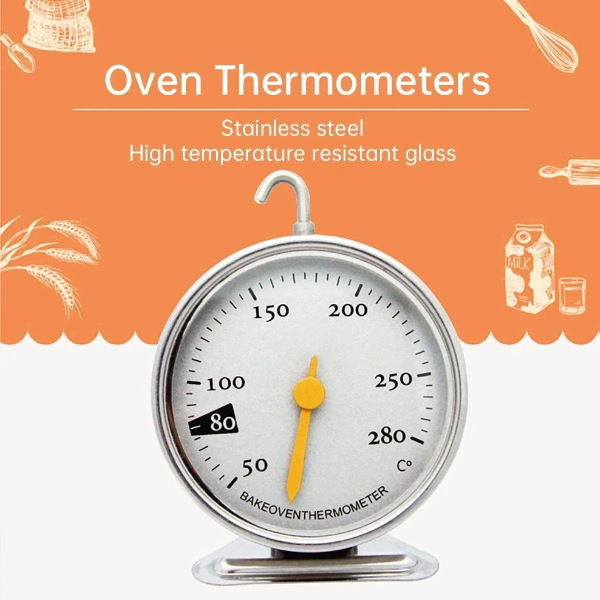 Mechanical Oven Thermometer with Hook and Stand