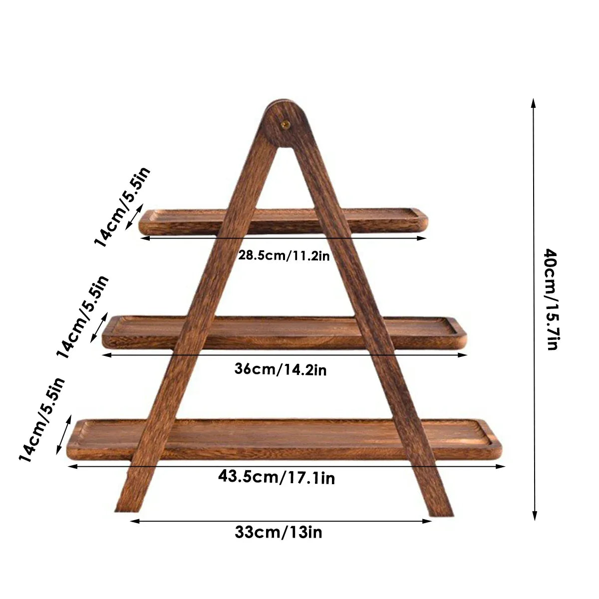 3 Layer Wooden Tray Display Rack Dinner Plate Holder Stand Storage