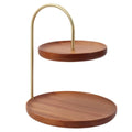 Two Layer Wooden Candy Tray Dessert Display Plate Stand Kitchen