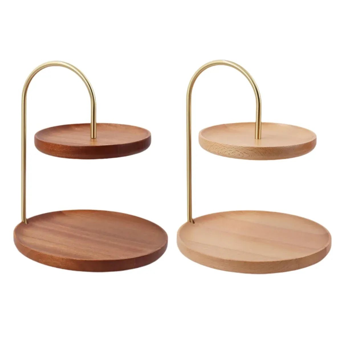Two Layer Wooden Candy Tray Dessert Display Plate Stand Kitchen