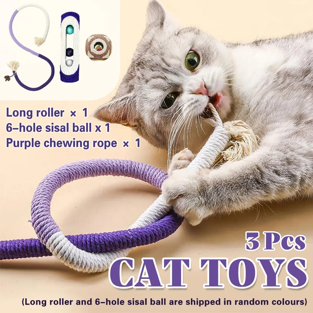 Cat Biting Rope Toy Teeth Grinding Teasing Stick Interactive Play Toy