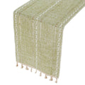 Woven Hollow Fringe Table Runner, Green, 33 x 183 cm
