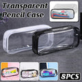 Clear Waterproof Zip Pencil Cases, 8 Pack