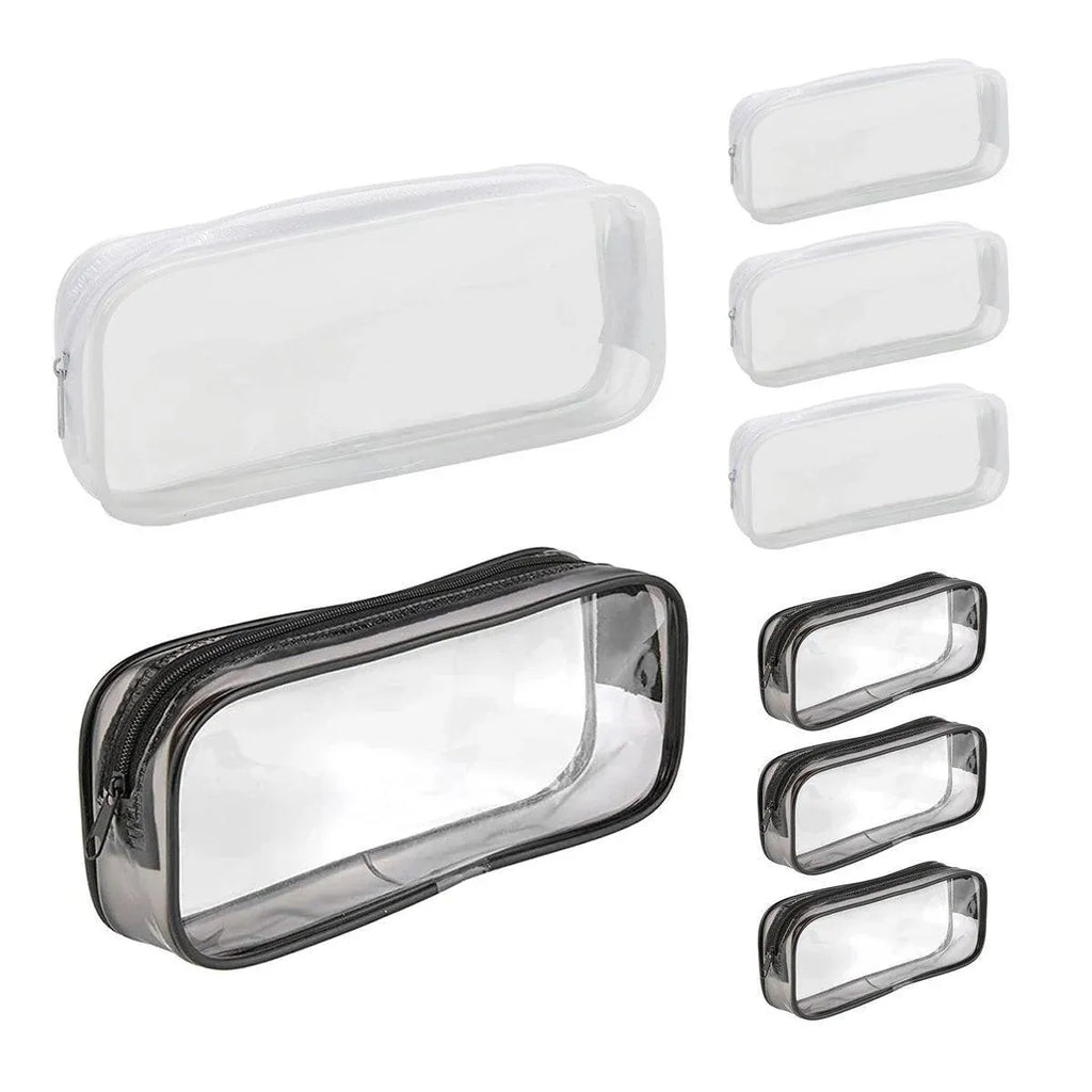 Clear Waterproof Zip Pencil Cases, 8 Pack