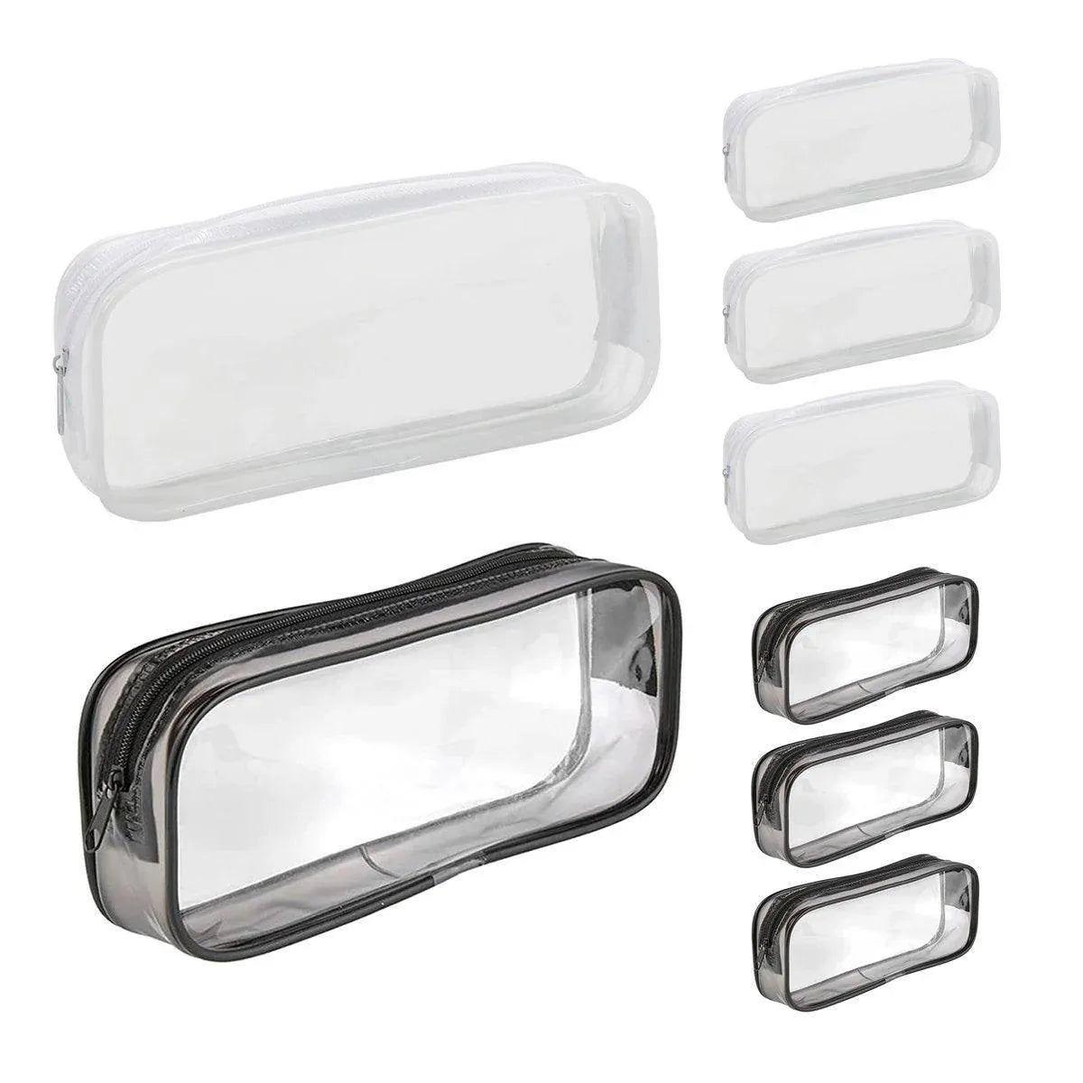 Clear Waterproof Zip Pencil Cases, 8 Pack