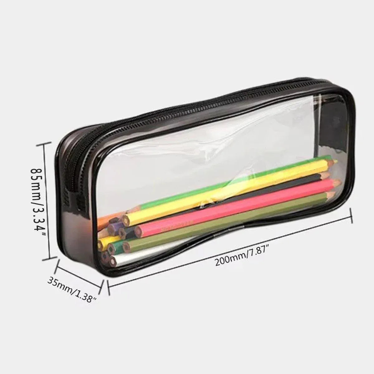 Clear Waterproof Zip Pencil Cases, 8 Pack