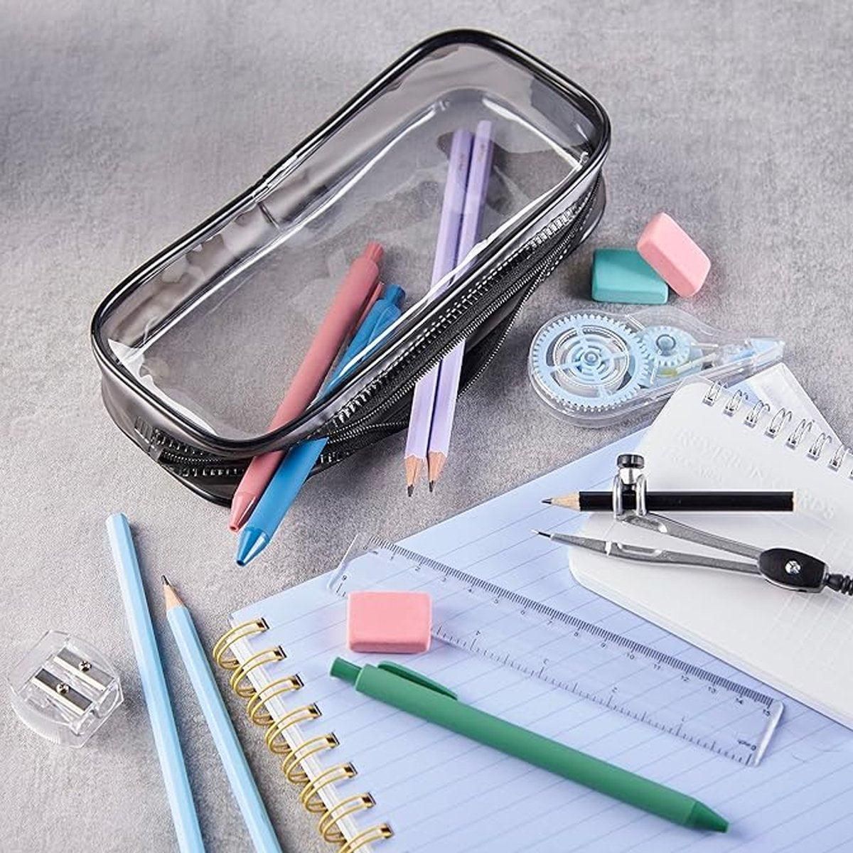 Clear Waterproof Zip Pencil Cases, 8 Pack