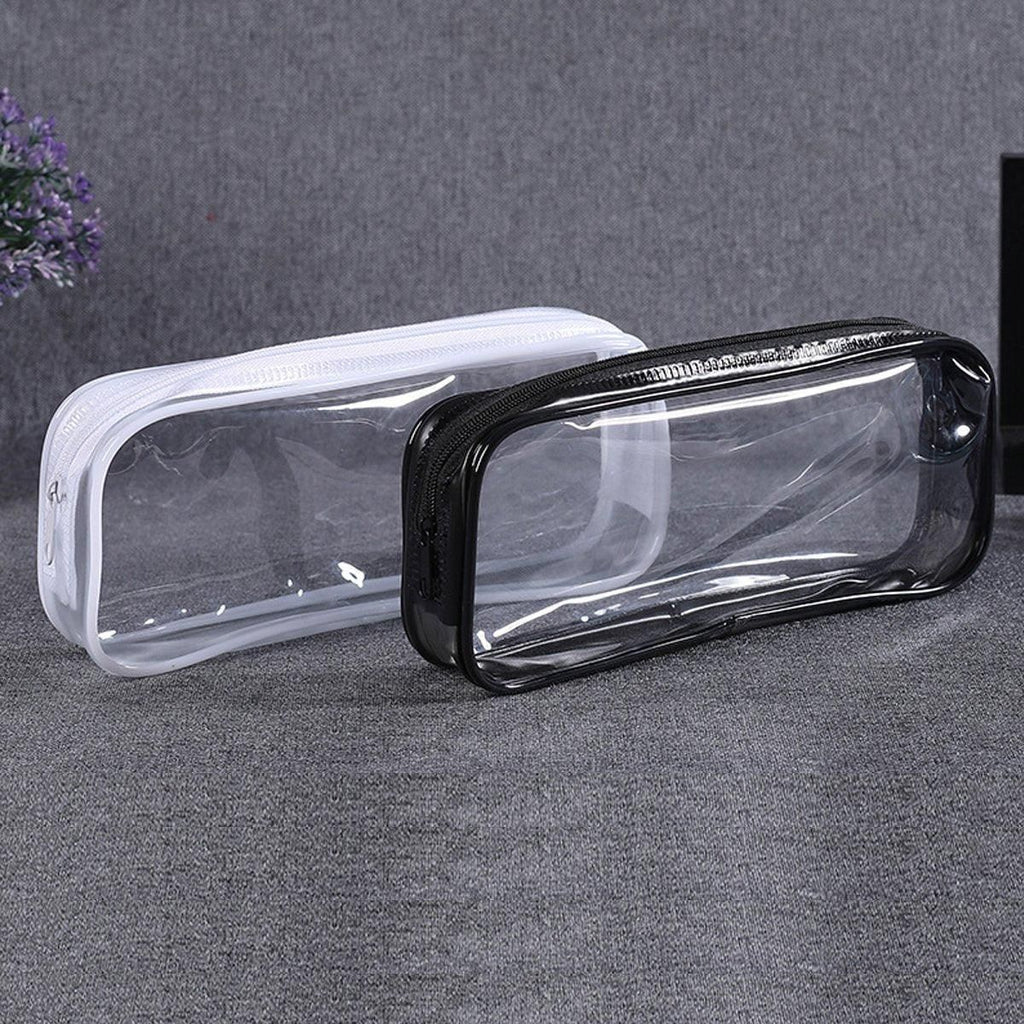Clear Waterproof Zip Pencil Cases, 8 Pack