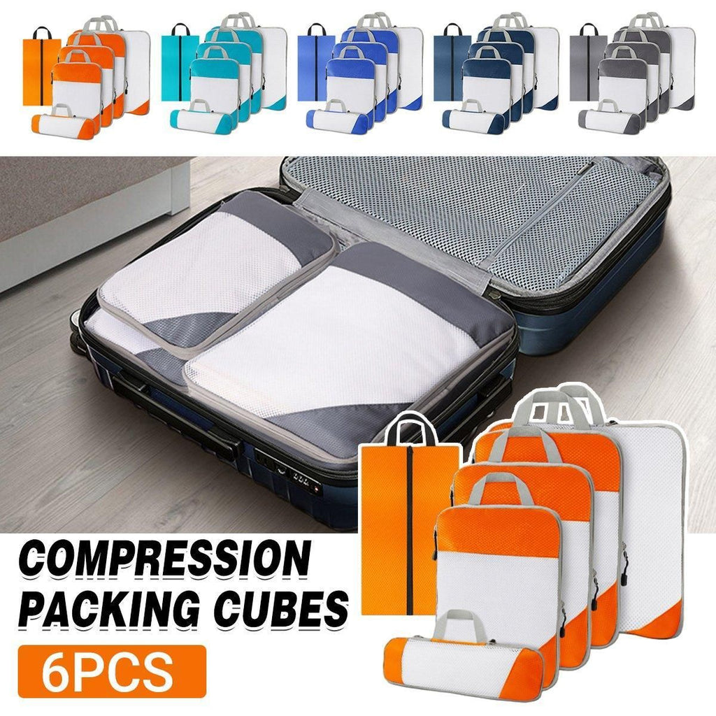 6pcs Mesh Visible Travel Storage Set Waterproof Nylon Compressible