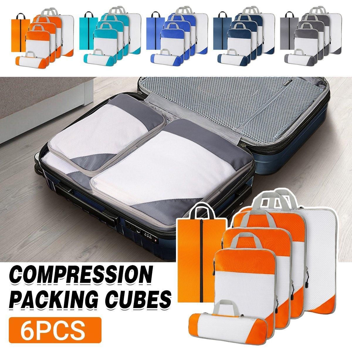 6pcs Mesh Visible Travel Storage Set Waterproof Nylon Compressible