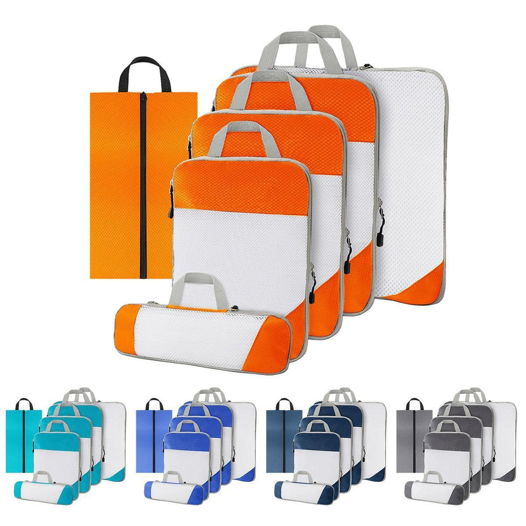6pcs Mesh Visible Travel Storage Set Waterproof Nylon Compressible