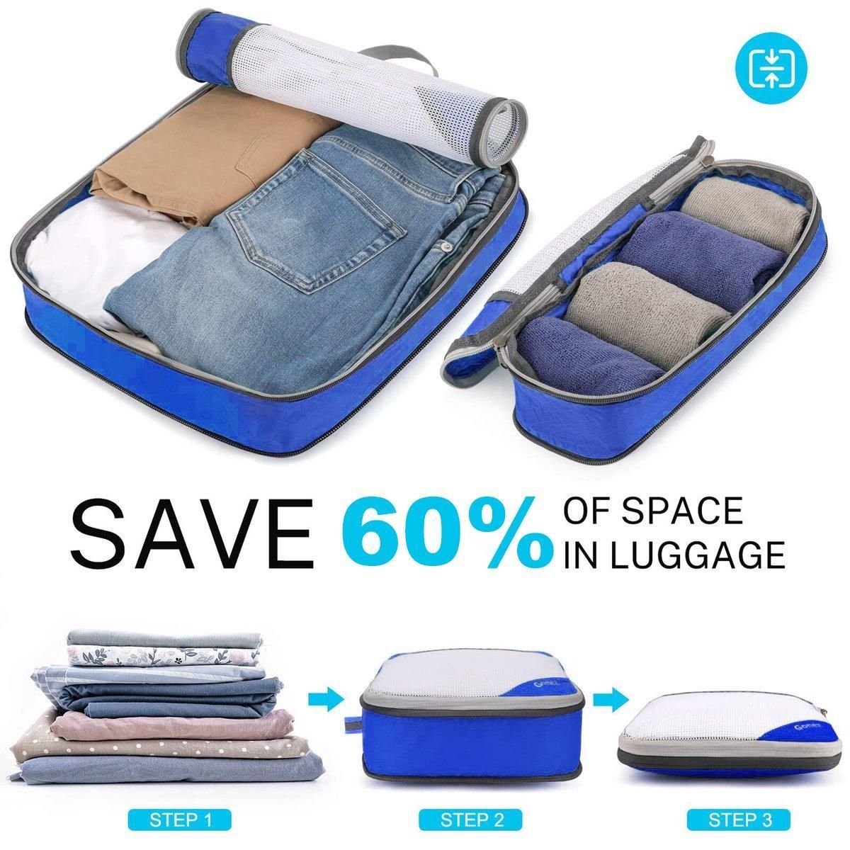 6pcs Mesh Visible Travel Storage Set Waterproof Nylon Compressible