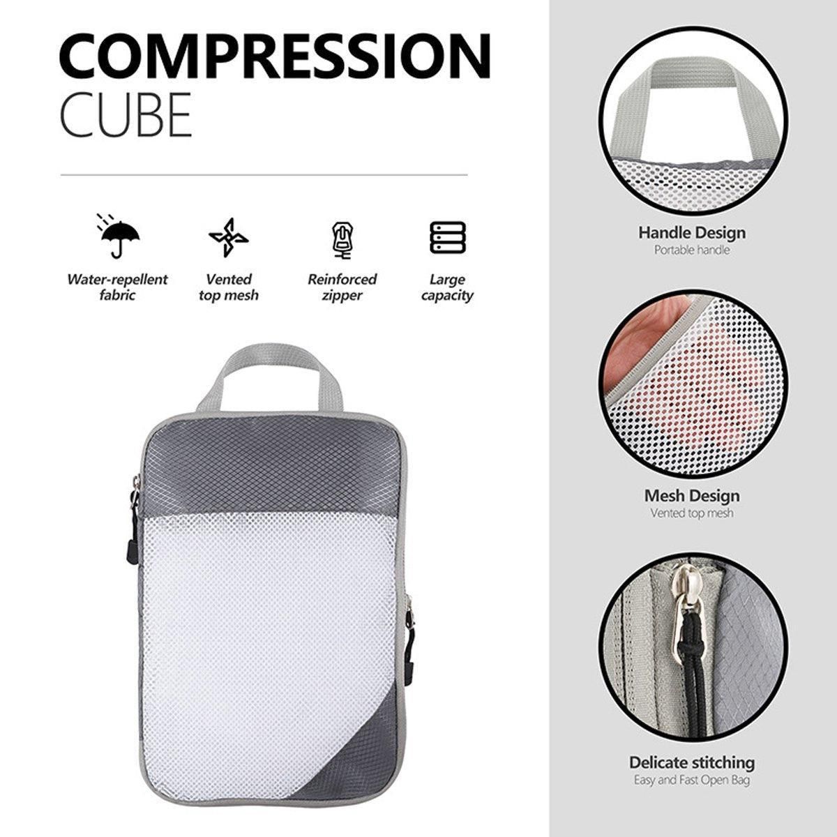 6pcs Mesh Visible Travel Storage Set Waterproof Nylon Compressible