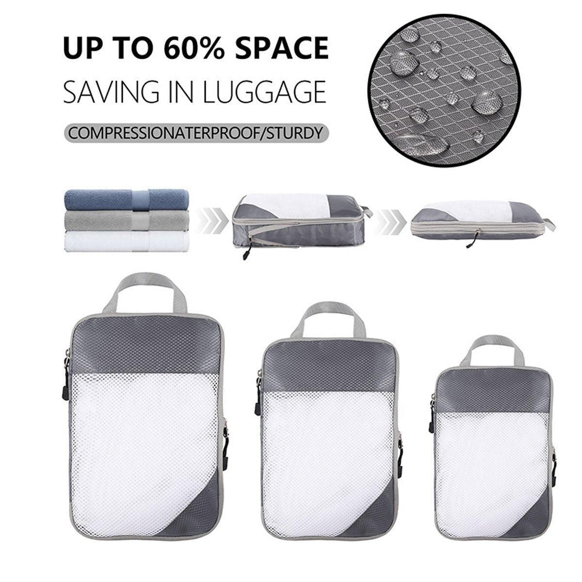 6pcs Mesh Visible Travel Storage Set Waterproof Nylon Compressible