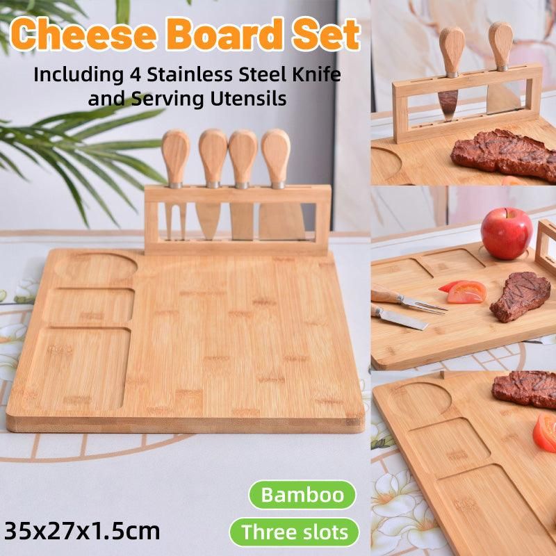 Bamboo Chopping Board Cheese Board Set with Knife Kitchen Charcuterie