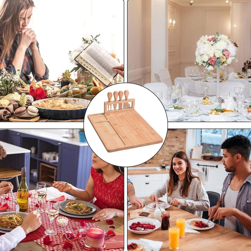 Bamboo Chopping Board Cheese Board Set with Knife Kitchen Charcuterie