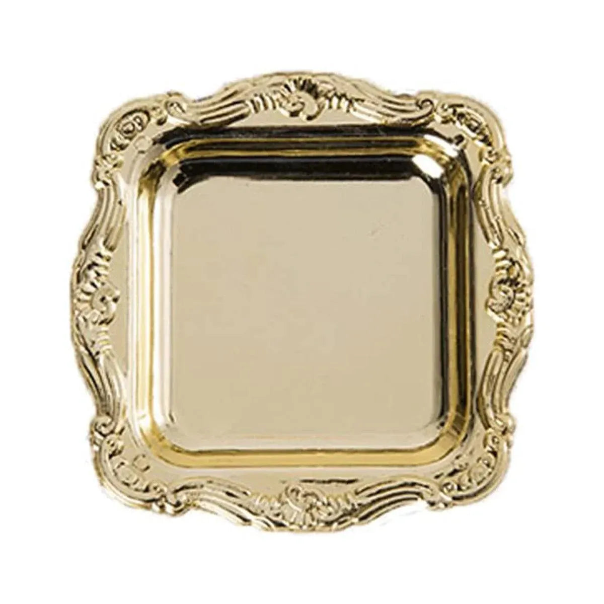 Gold Square Plastic Serving Plates, 8 x 8 cm, 12 Pack
