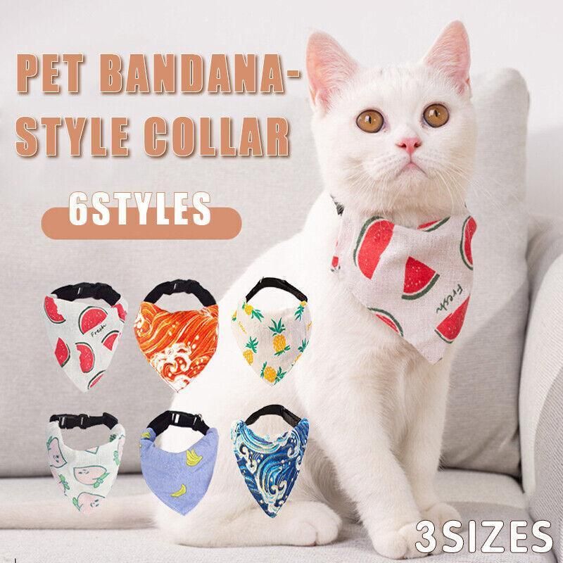 Pet Bandana-Style Collar Saliva Towel Adjustable For Cat Kitten Dog