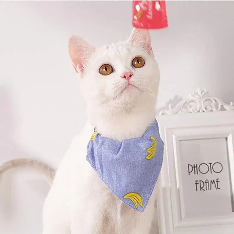 Pet Bandana-Style Collar Saliva Towel Adjustable For Cat Kitten Dog