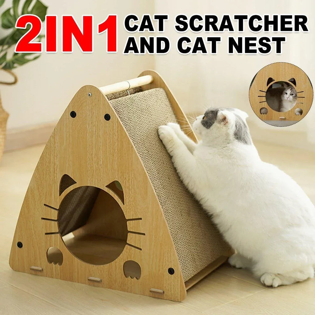 1-Piece Triangular Cat Scratcher and Hideaway
