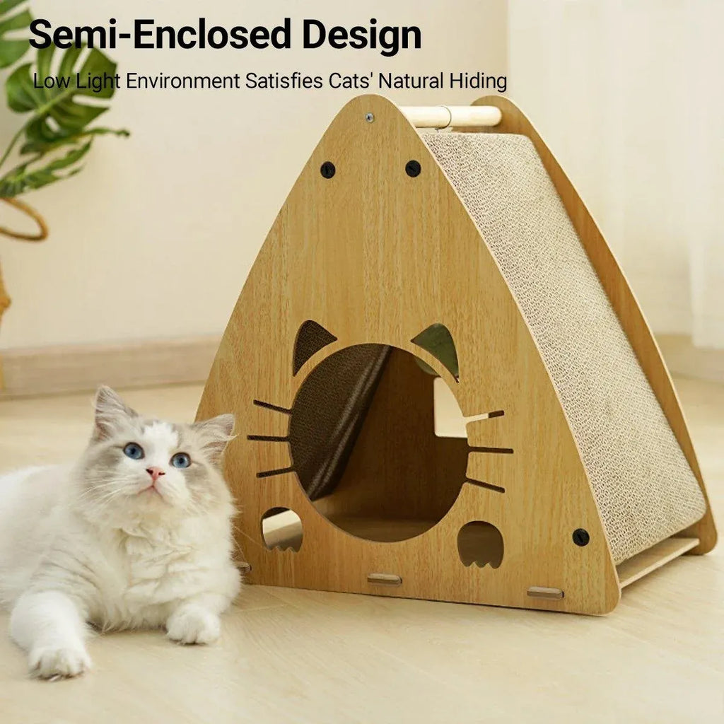 1-Piece Triangular Cat Scratcher and Hideaway