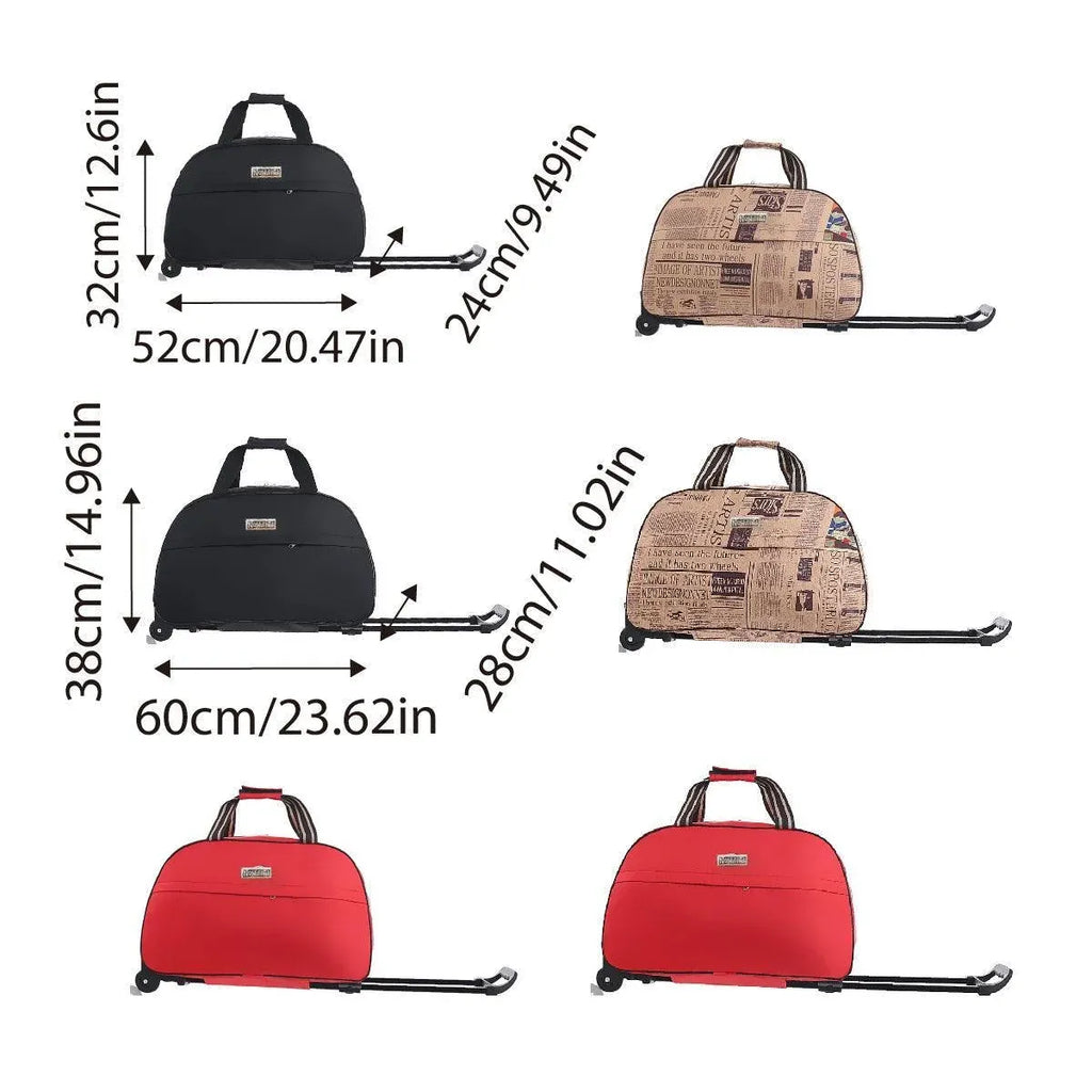 Wheeled Travel Duffle Trolley Bag Carry On Rolling Luggage