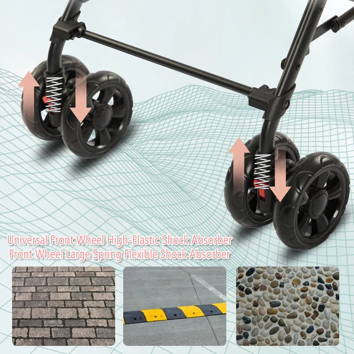 3 in 1 Portable Folding Pet Stroller Outdoor Travel Double Deck Cat