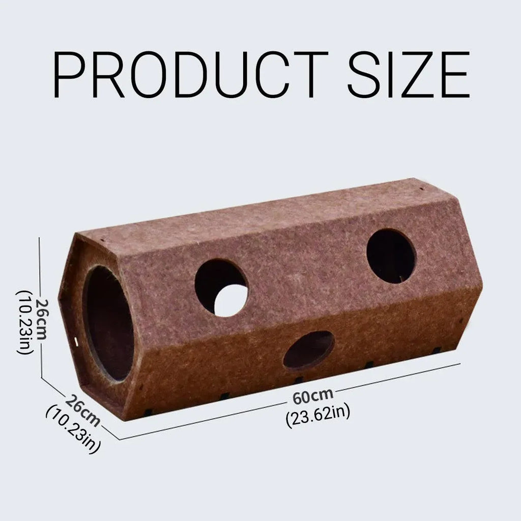 Brown Hexagonal Cat Tunnel 60 x 26 x 26 cm - 1 Piece