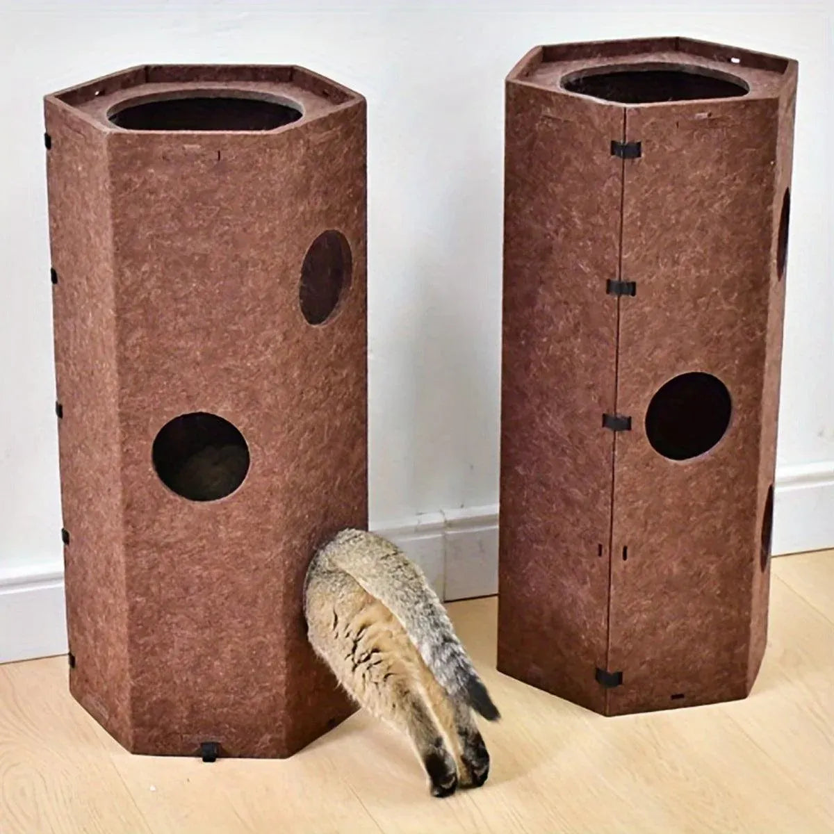 Brown Hexagonal Cat Tunnel 60 x 26 x 26 cm - 1 Piece