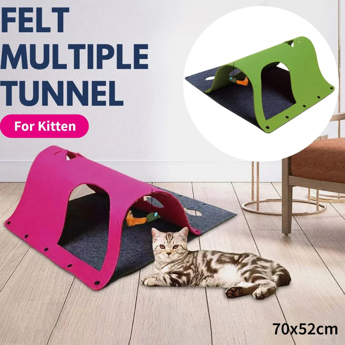 Felt Cat Tunnel Play Passage For Cats Interactive Fun Hideaway