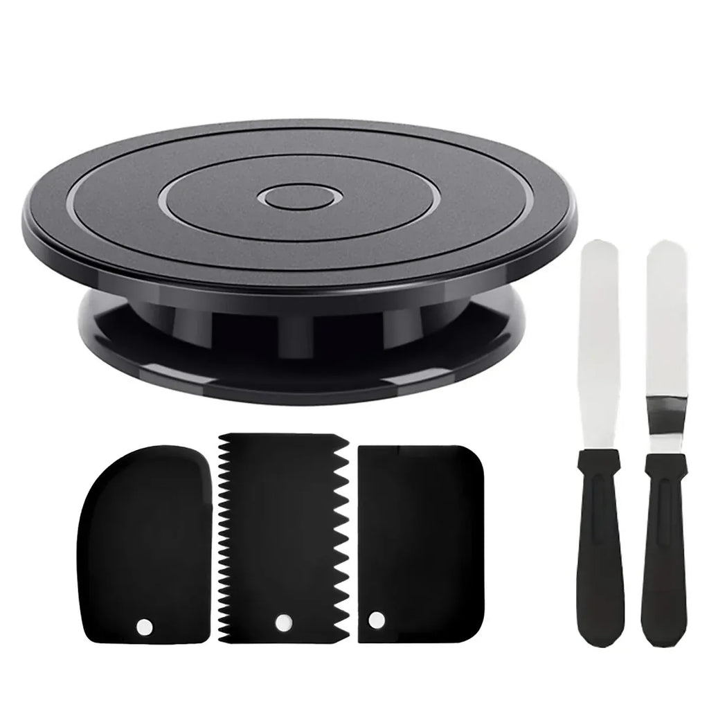 Rotating Cake Turntable with Scrapers and Spatulas, 27.5 cm