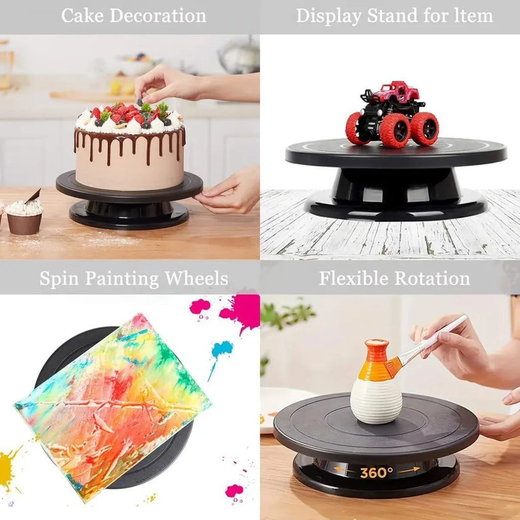 Rotating Cake Turntable with Scrapers and Spatulas, 27.5 cm