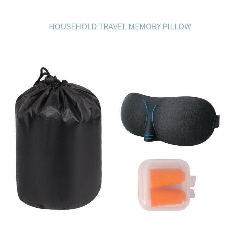 Memory Foam Travel Neck Pillow Set with Sleep Mask and Earplugs