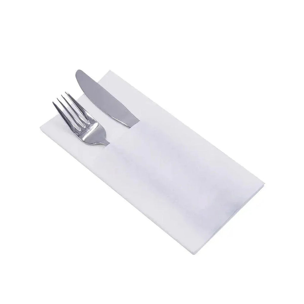 Disposable White Napkins with Cutlery Pocket, 40 x 40 cm