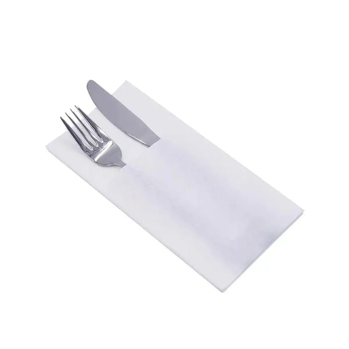 Disposable White Napkins with Cutlery Pocket, 40 x 40 cm