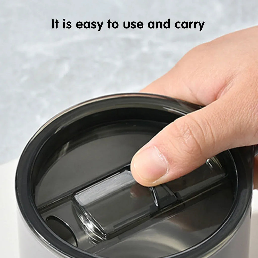 Stainless Steel Vacuum Insulated Coffee Cup with Lid, Black, 320 ml