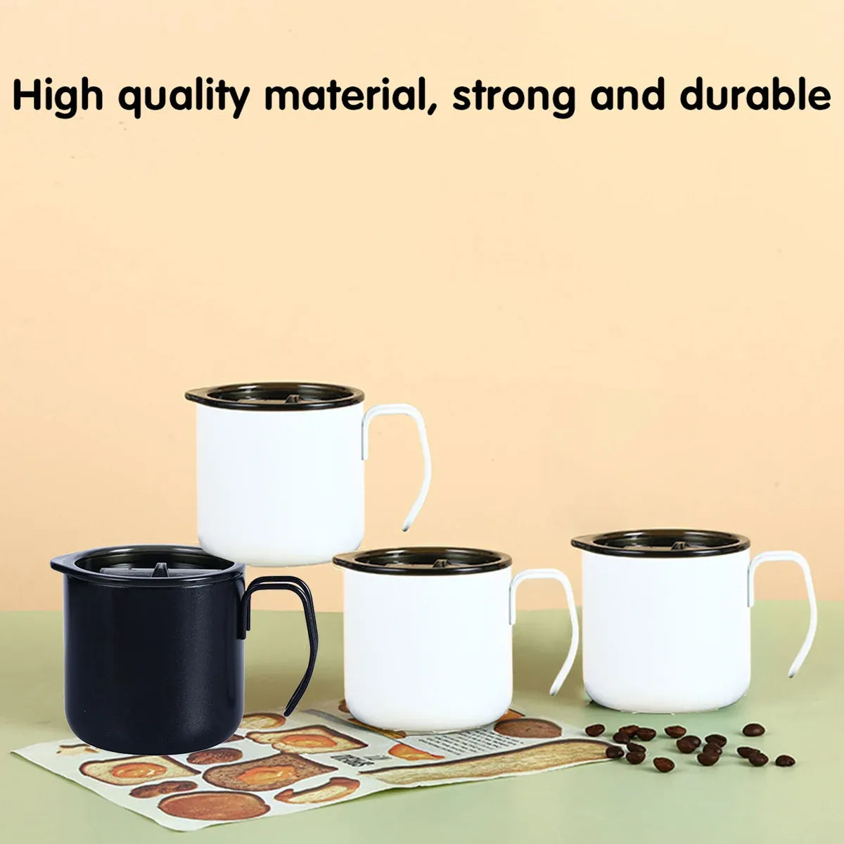 Stainless Steel Vacuum Insulated Coffee Cup with Lid, Black, 320 ml