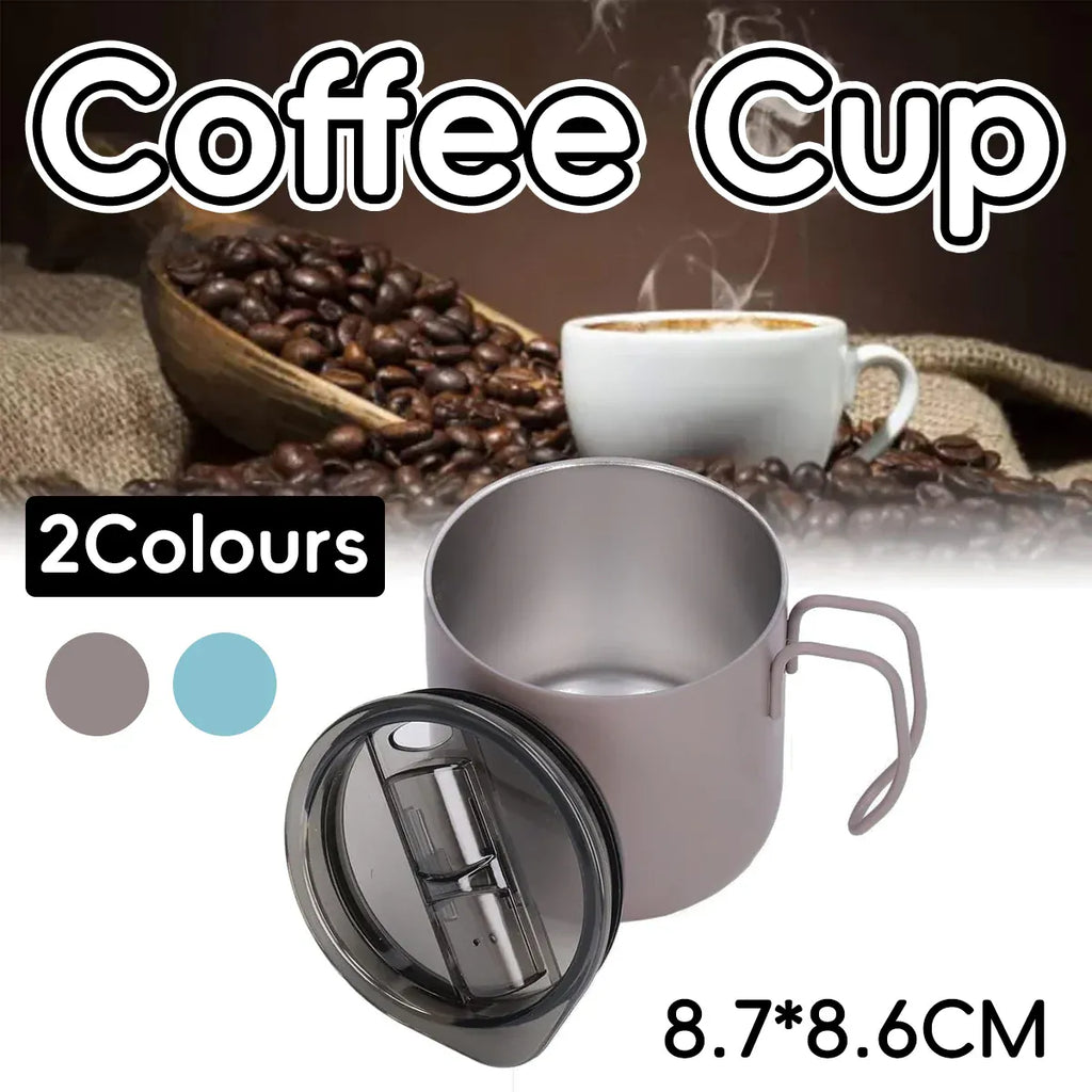 Double Wall Stainless Steel Coffee Cup with Sliding Lid