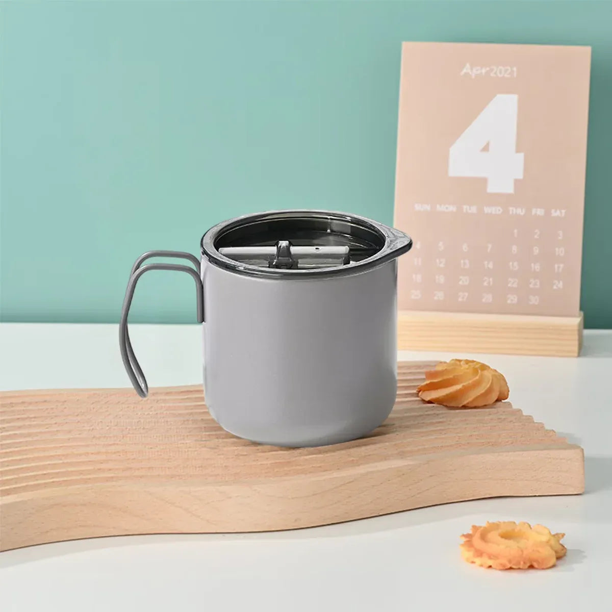 Double Wall Stainless Steel Coffee Cup with Sliding Lid