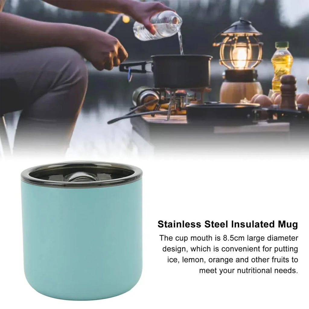 Double Wall Stainless Steel Coffee Cup with Sliding Lid