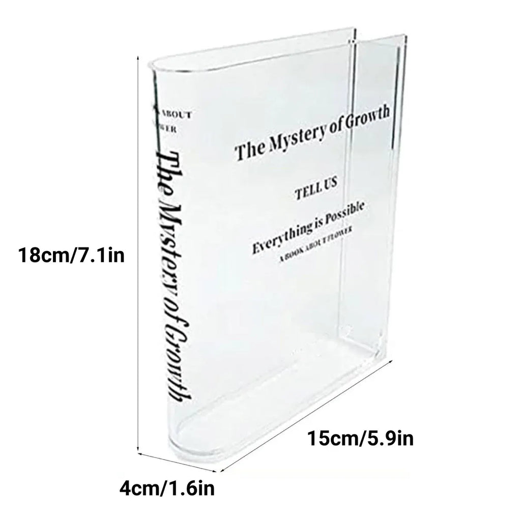 Clear Acrylic Book Vase, 18 x 15 cm