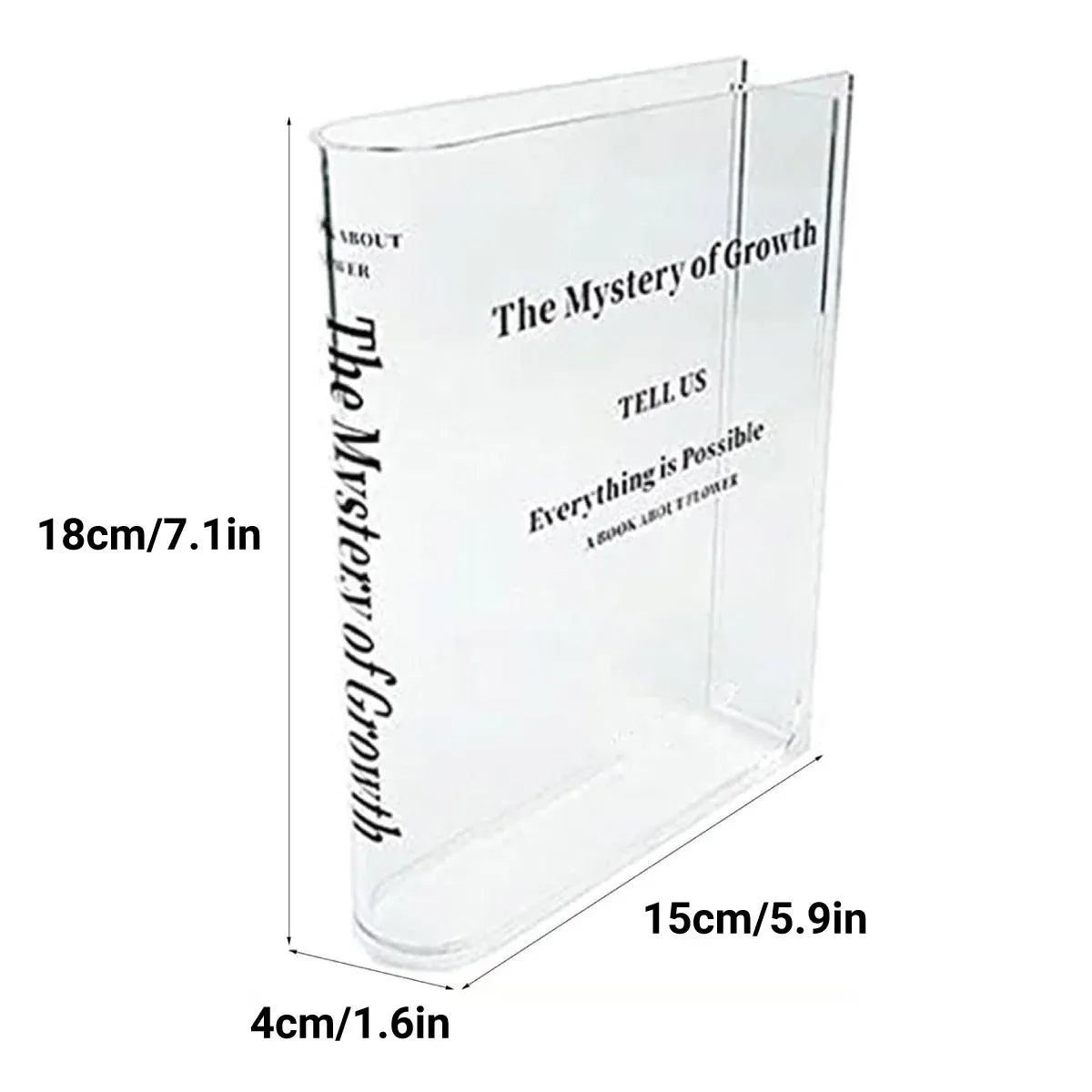 Clear Acrylic Book Vase, 18 x 15 cm